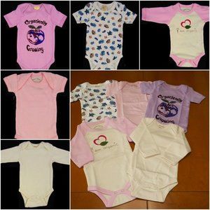 5 EcoBaby Organics Cotton 1-Piece T-Shirts 3-6 mos